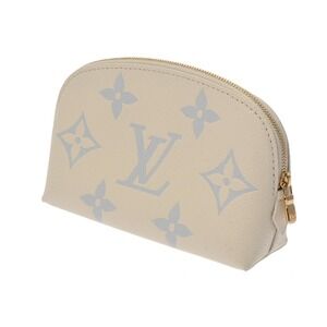 Louis Vuitton Milky LV Leather Pochette Cosmetic Pouch Way White Empreinte